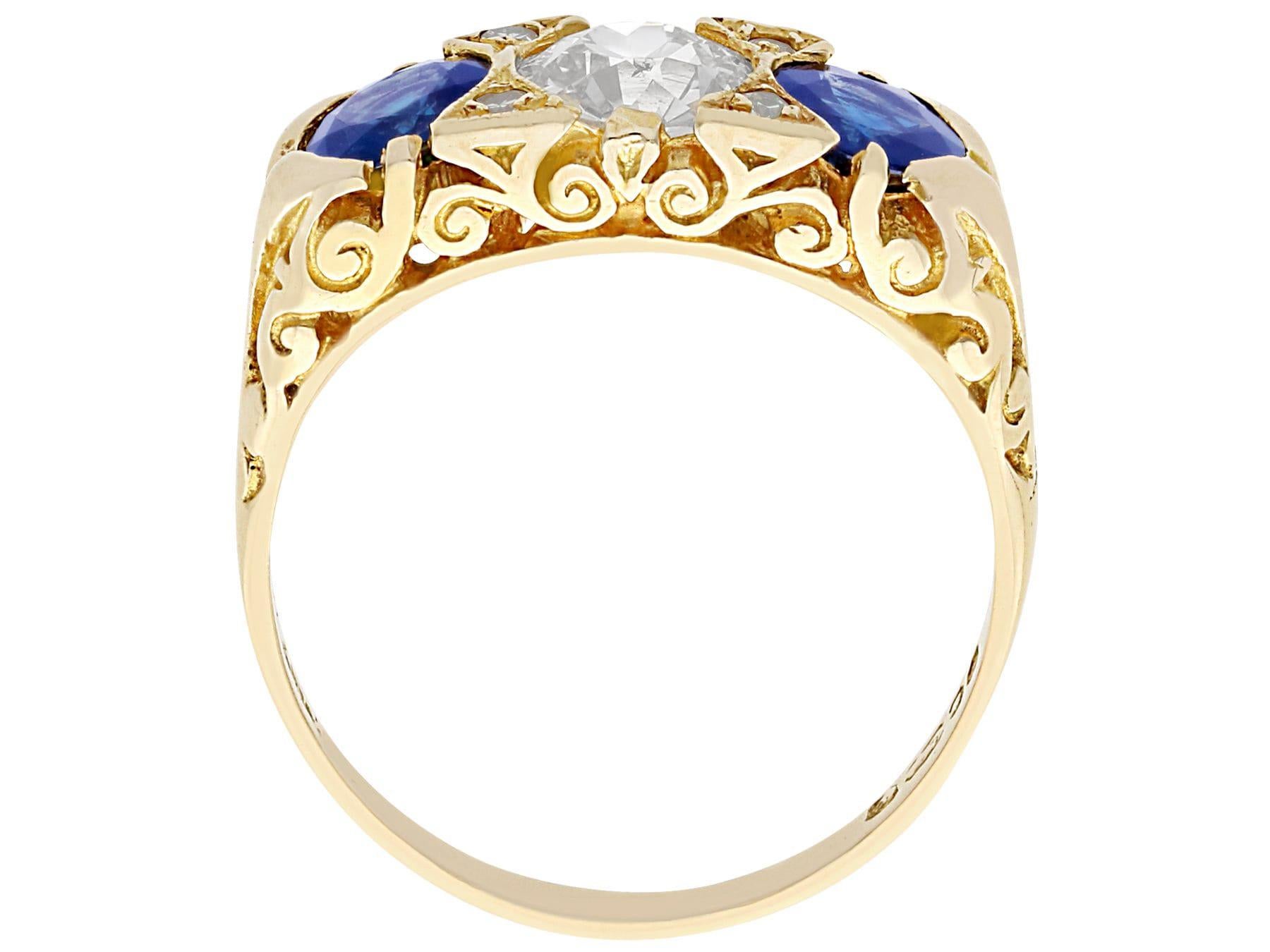 Women's 1.32 Carat Sapphire and Diamond Yellow Gold Cocktail Ring For Sale