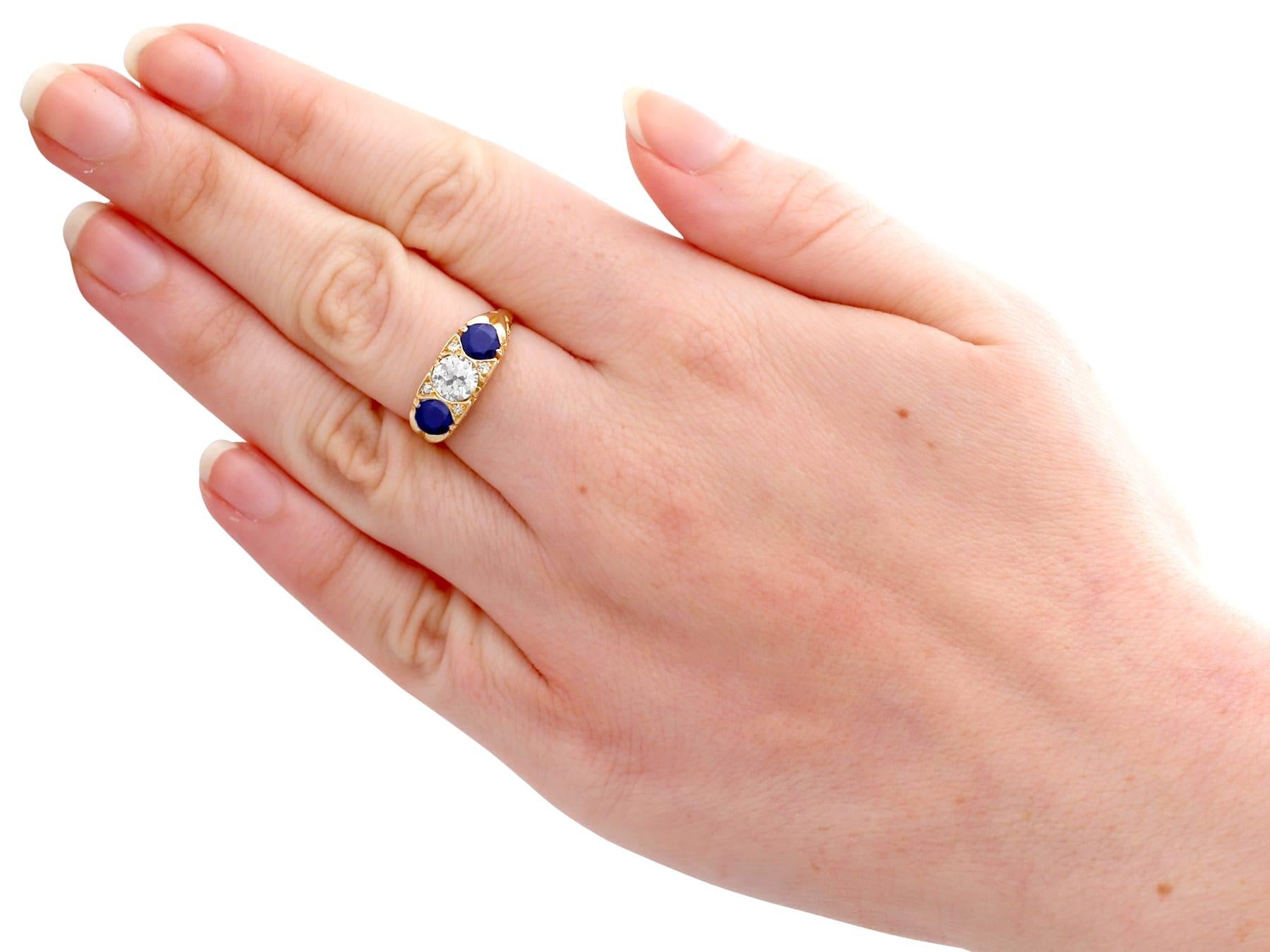 1.32 Carat Sapphire and Diamond Yellow Gold Cocktail Ring For Sale 1