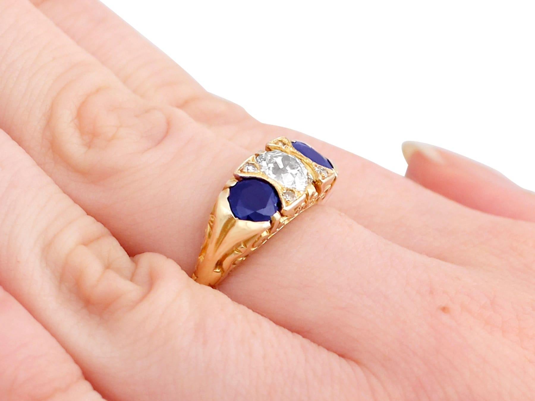 1.32 Carat Sapphire and Diamond Yellow Gold Cocktail Ring For Sale 2