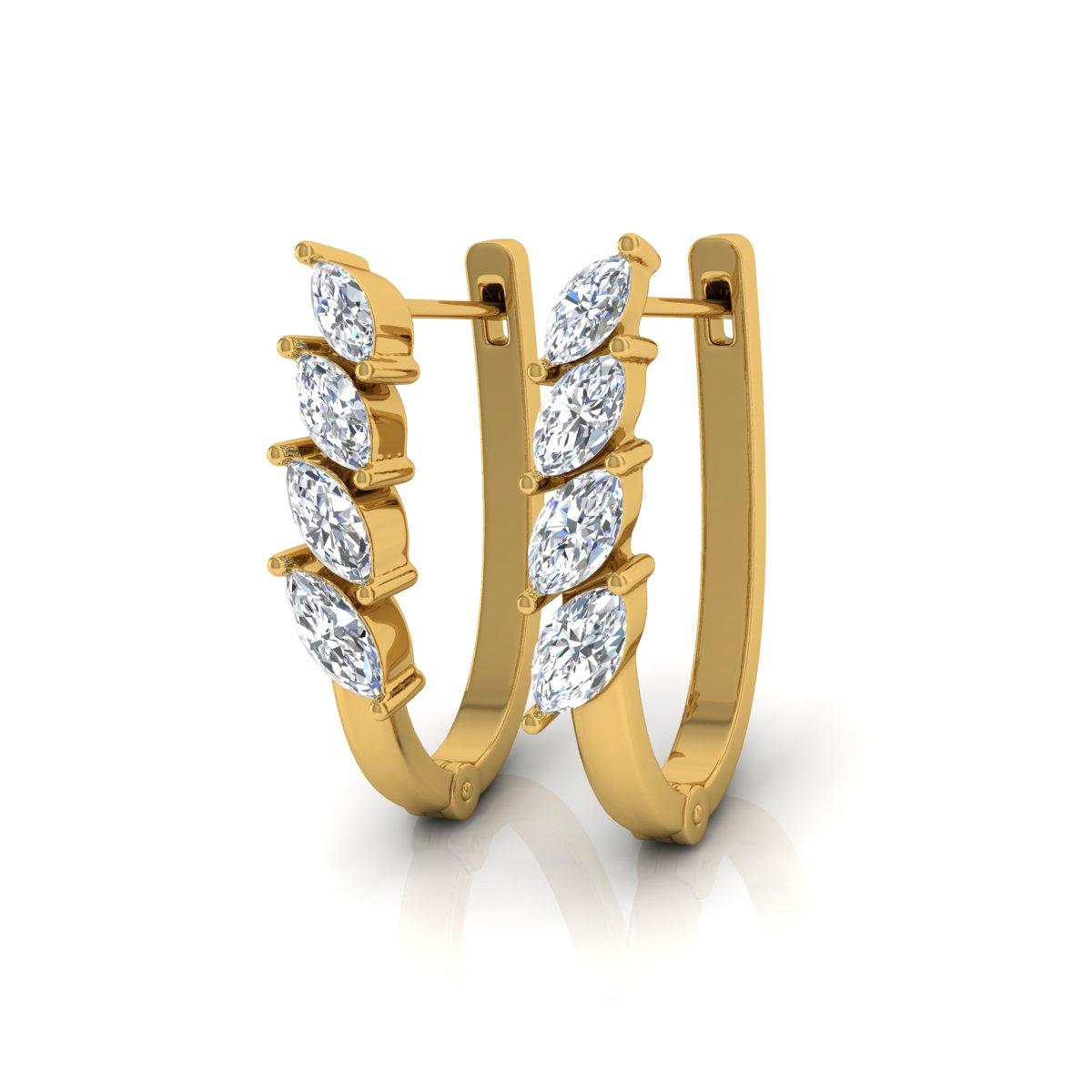 Taille Marquise Boucles d'oreilles en or jaune 18 carats 1.32 Carat SI/H Marquise Brilliant Cut Diamond en vente