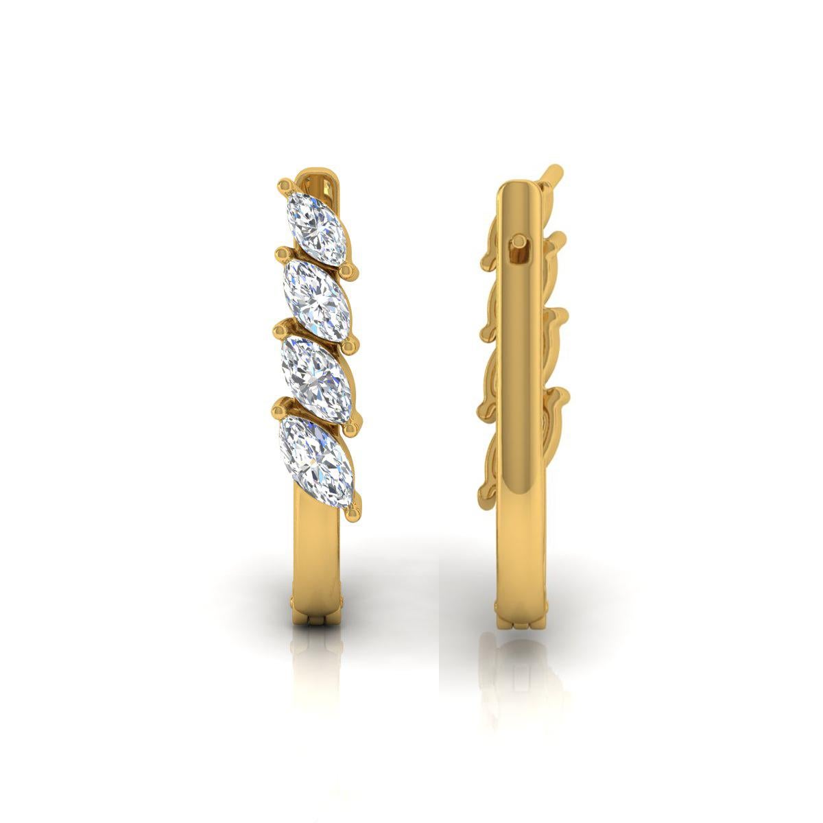 Boucles d'oreilles en or jaune 18 carats 1.32 Carat SI/H Marquise Brilliant Cut Diamond Neuf - En vente à Diera, Dubai