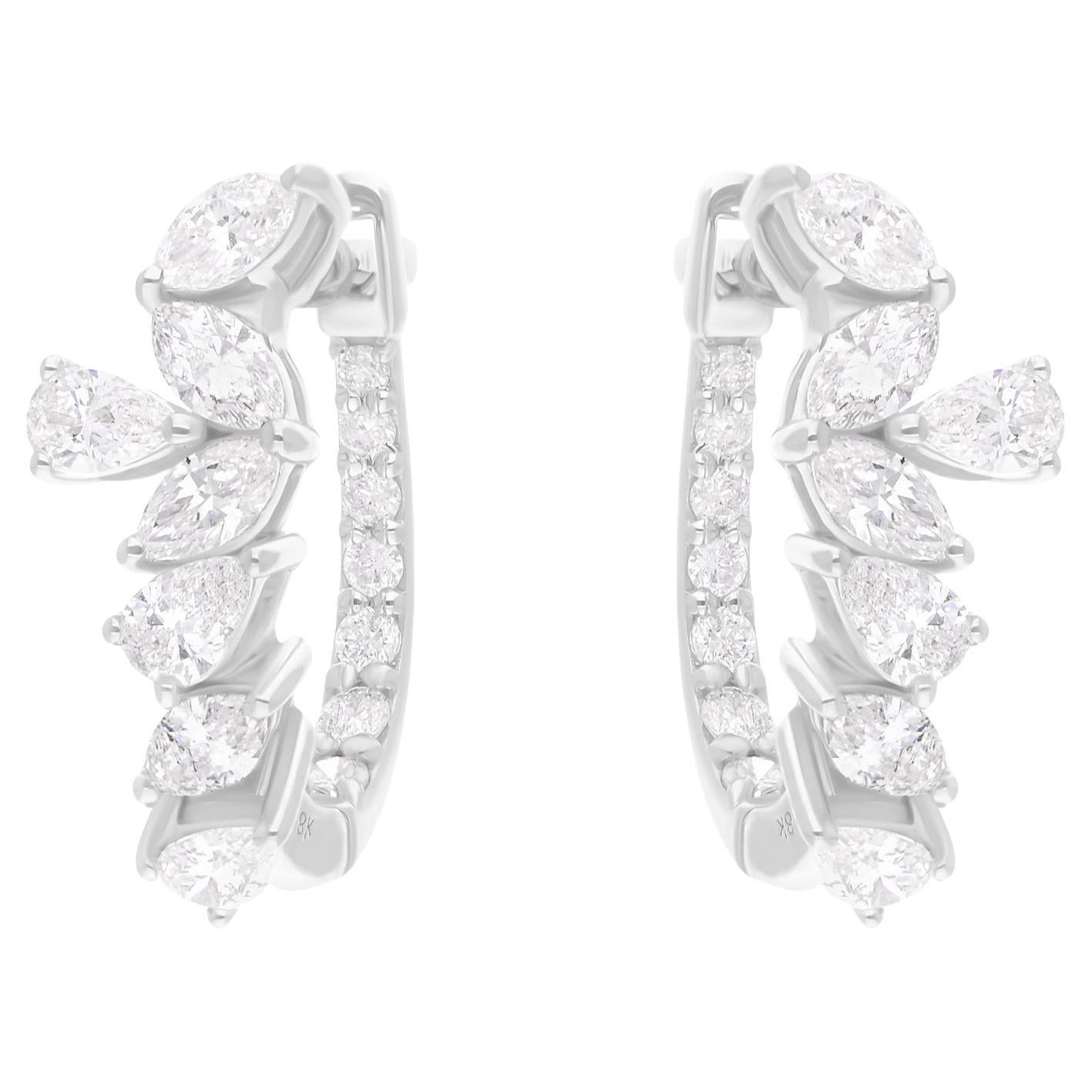 1.32 Carat SI/H Marquise Pear Brilliant Cut Diamond Earrings 14k White Gold