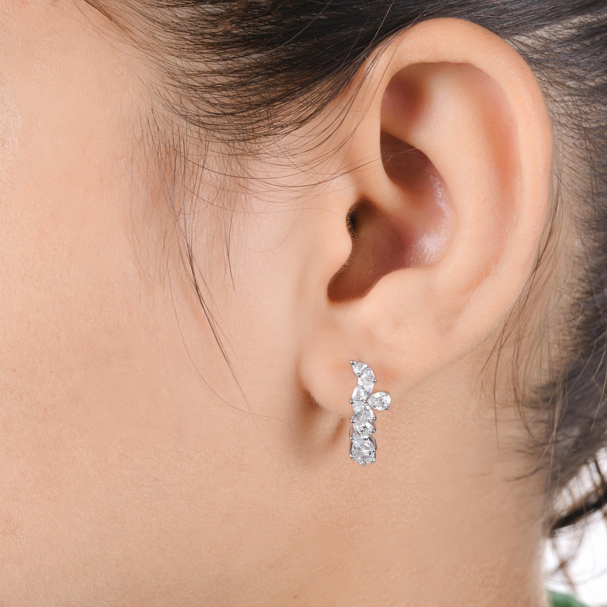 Modern 1.32 Carat SI/H Marquise Pear Brilliant Cut Diamond Earrings 18k White Gold For Sale