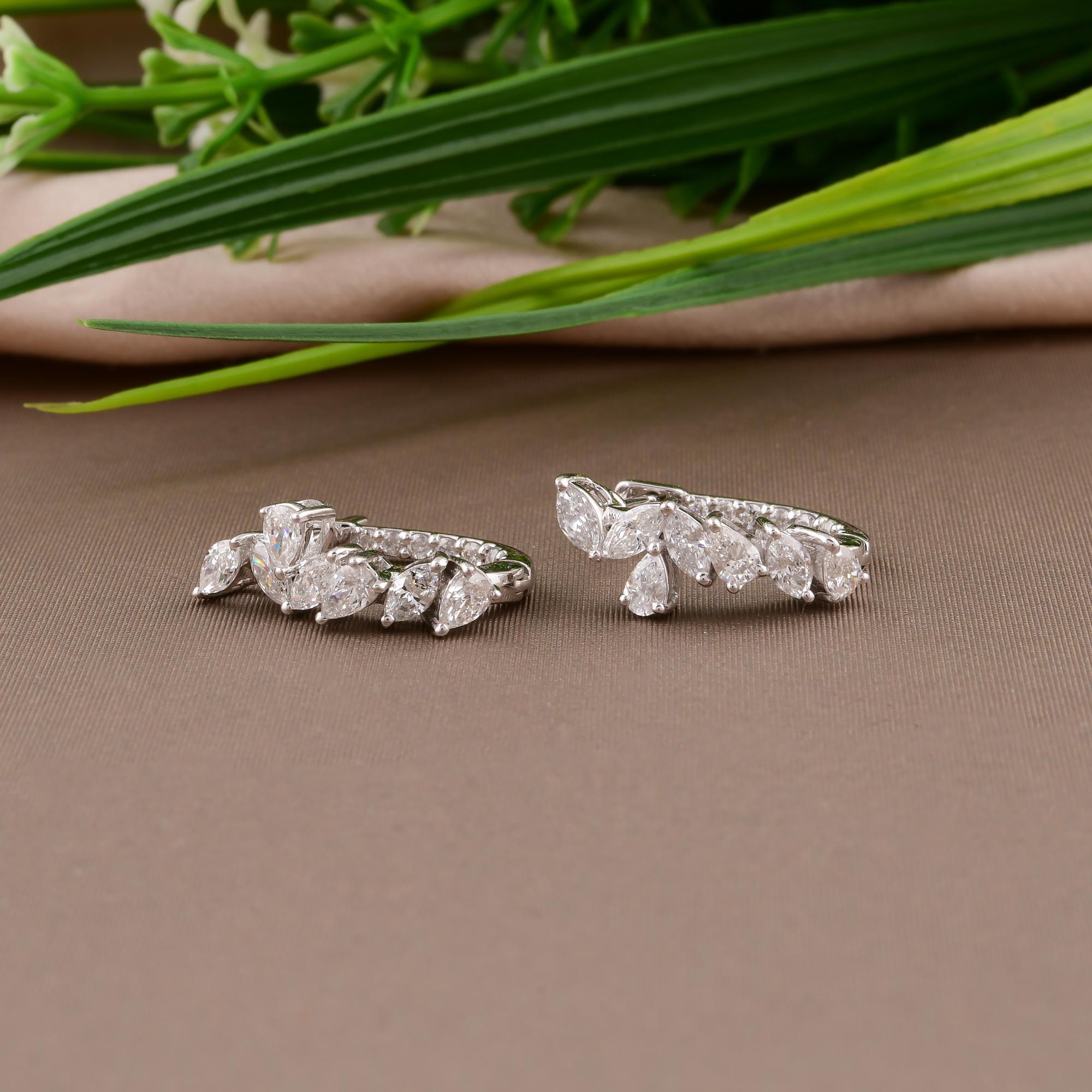 Oval Cut 1.32 Carat SI/H Marquise Pear Brilliant Cut Diamond Earrings 18k White Gold For Sale