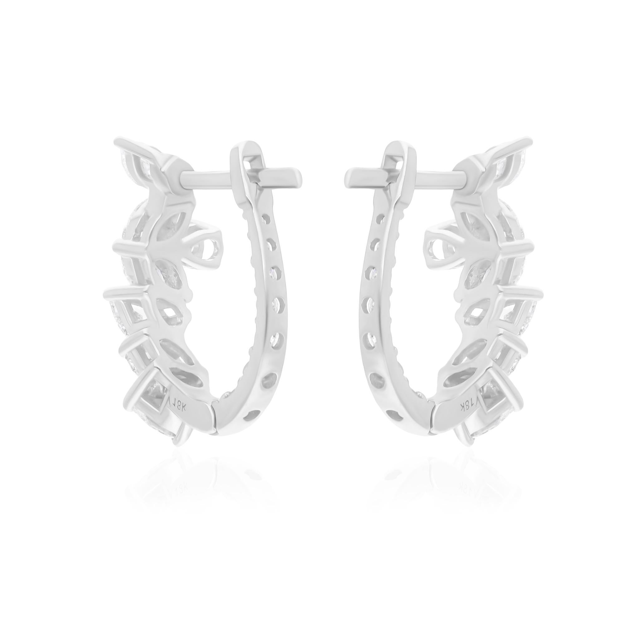 1.32 Carat SI/H Marquise Pear Brilliant Cut Diamond Earrings 18k White Gold In New Condition For Sale In Diera, Dubai