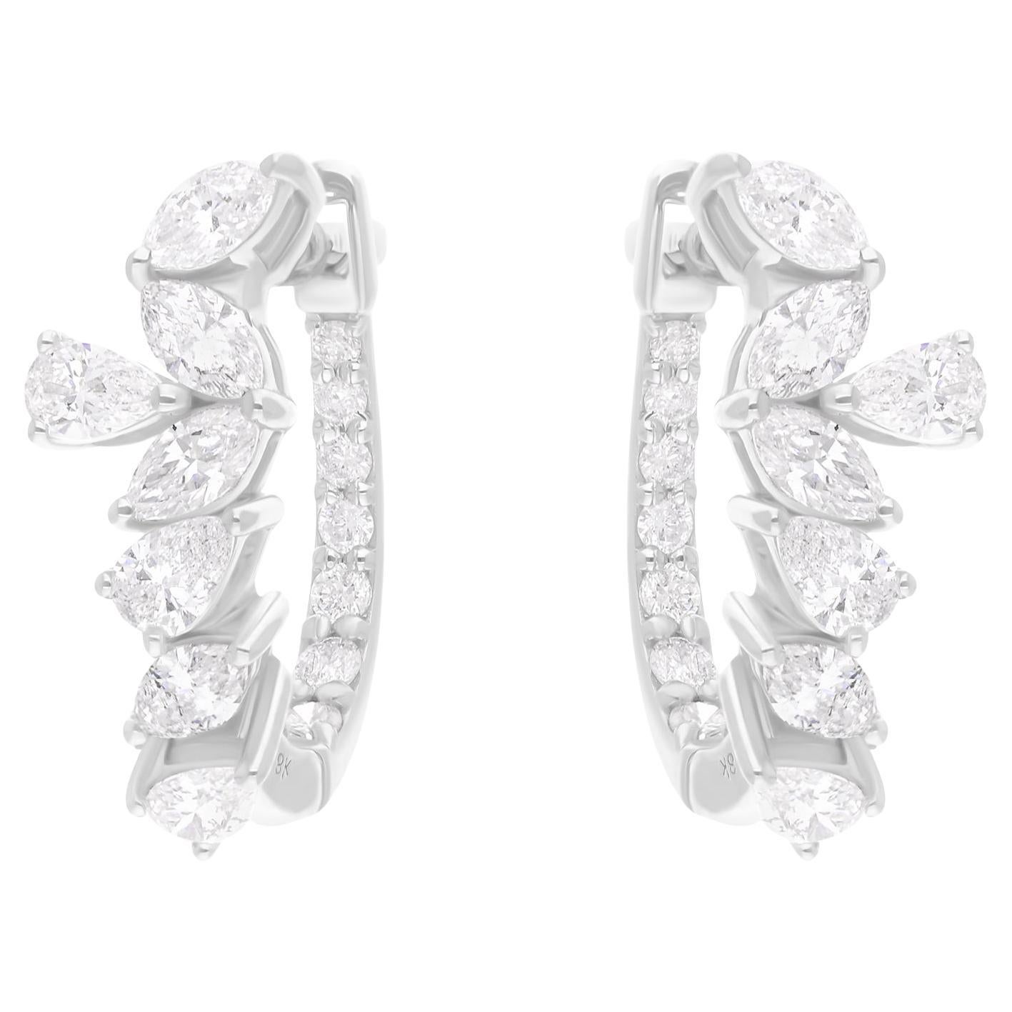 1.32 Carat SI/H Marquise Pear Brilliant Cut Diamond Earrings 18k White Gold