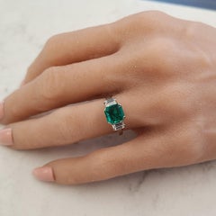 1.32 Carat Square Columbian Emerald & Diamond Ring in Platinum