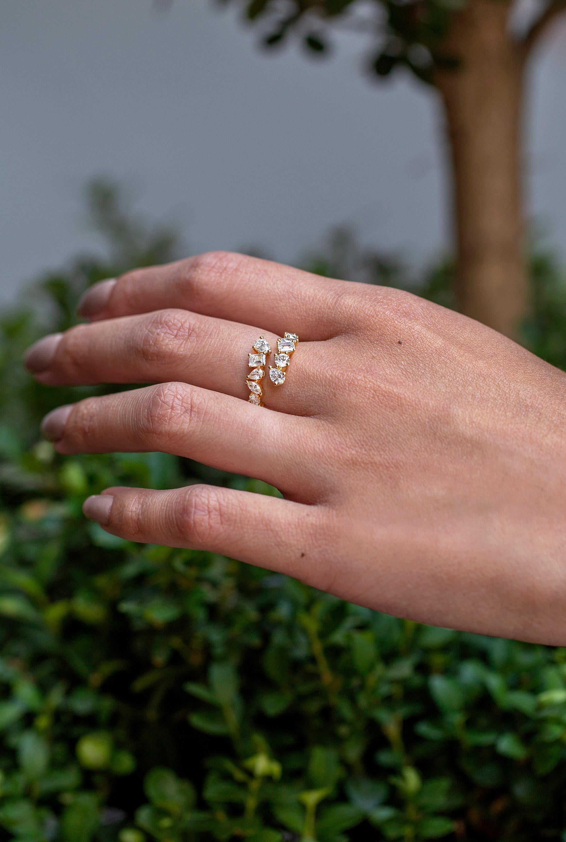 Roman Malakov 1,32 Karat insgesamt zweireihiger mehrfarbiger Diamant-Mode-Ring im Zustand „Neu“ im Angebot in New York, NY