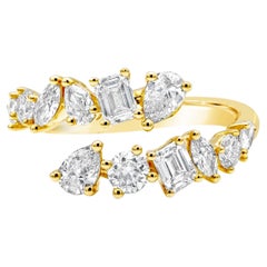 Roman Malakov 1.32 Carat Total Two Row Multi-Shape Diamond Fashion Ring