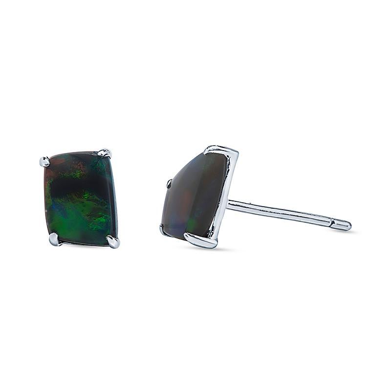 Mixed Cut 1.32 Carat Total Weight Australian Multi Color Freeform Opal Stud Earrings For Sale
