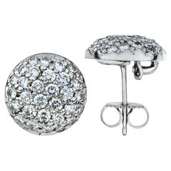 Retro 1.32 Carat Total Weight Natural Diamond Platinum Button Earrings