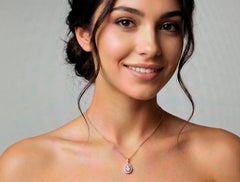 1,32 Karat Gesamtgewicht Birne Form Diamant Halo Anhänger Halskette 18K Rose Gold