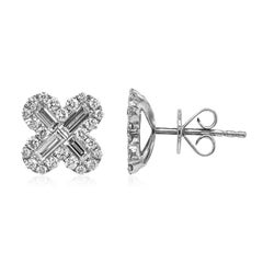 1.32 Carat White Diamond White Gold Earrings