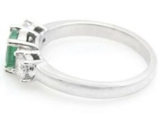 1.32 Carat Natural Emerald and Diamond 14 Karat Solid White Gold Ring