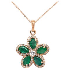1.32ct Pear Emerald and Diamond Pendant 
