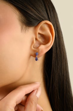 1.32 Carats Sterling Silver Cubic Zirconia Pear Ears Drop Ears gift for her