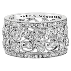 1,32 Karat Total Brillant Rundschliff Diamant Antike Stil Hochzeit Band 