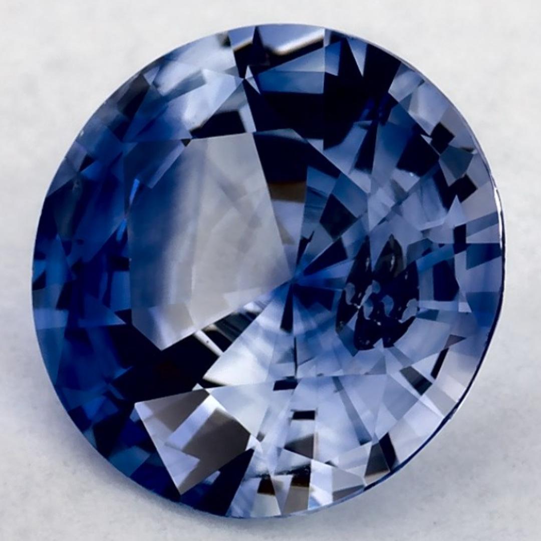 Taille ronde 1.32 Ct Blue Sapphire Round Loose Gemstone (pierre précieuse en vrac) en vente