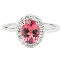 1.32 CT Brazilian Pink Tourmaline and Diamonds Cocktail Ring