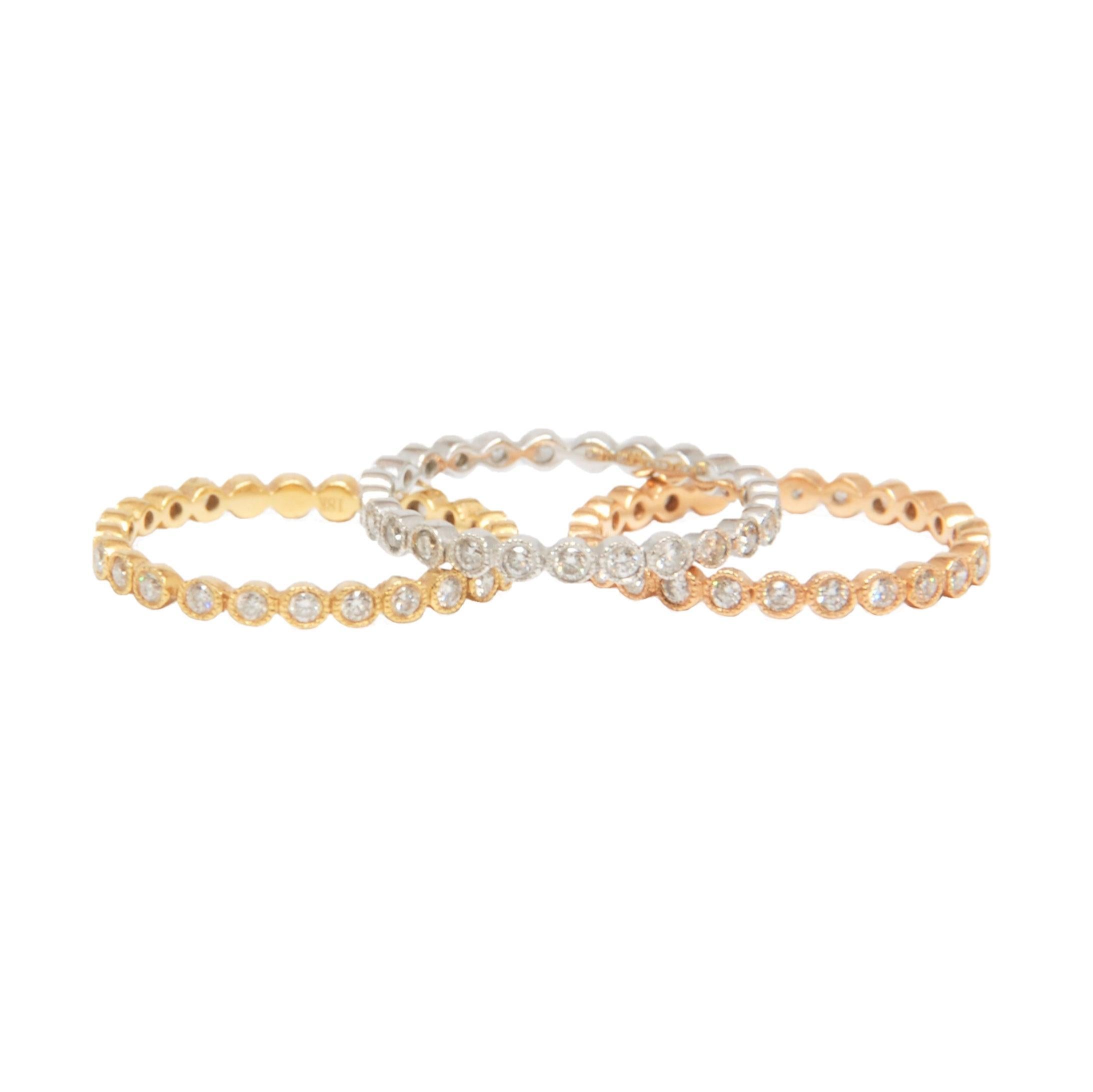 1.32 ct Diamond Eternity Band Set (Yellow Gold, White Gold, & Rose Gold) Neuf - En vente à Chicago, IL