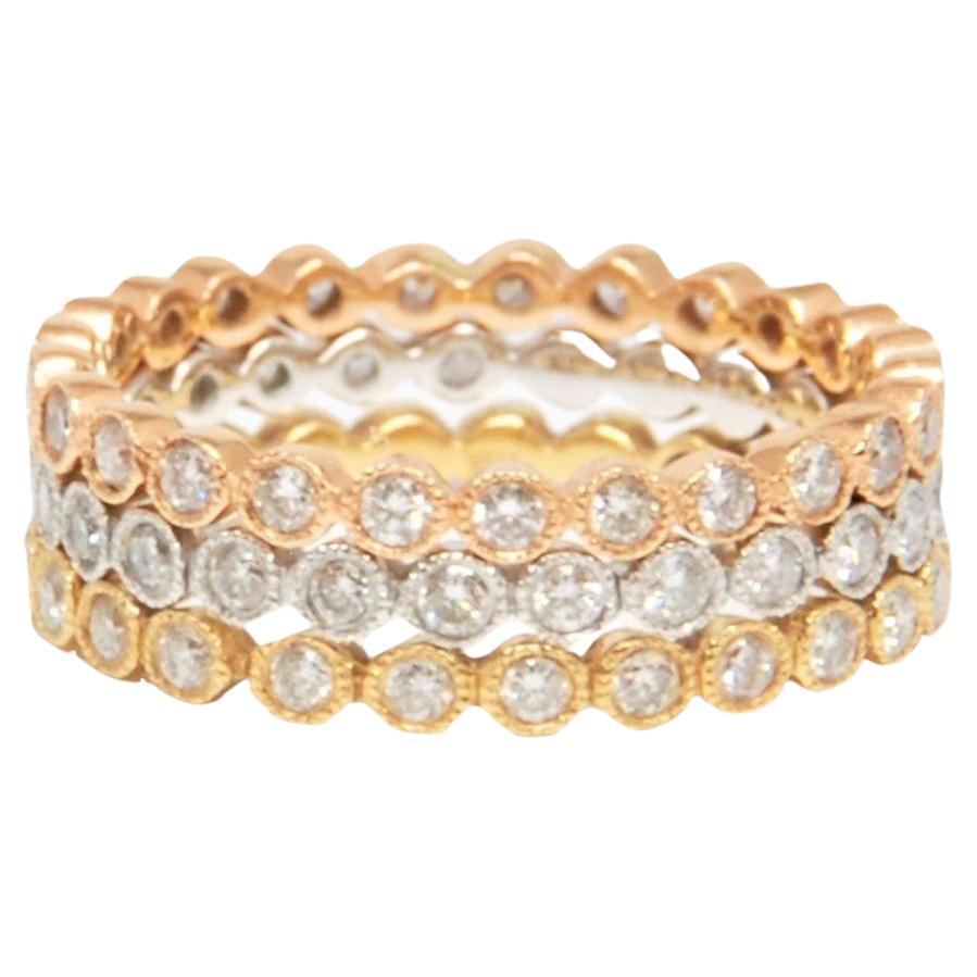 1.32 ct Diamond Eternity Band Set (Yellow Gold, White Gold, & Rose Gold) en vente