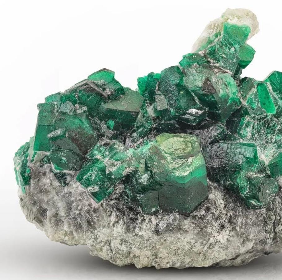 American Craftsman 132 Grams Dark Green Emerald Crystal Cluster On Calcite From Pakistan For Sale
