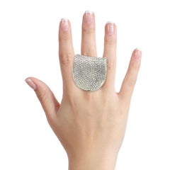 13.20 Carat 18 Karat White Gold Pave Diamond Large Fashion Statement Ring