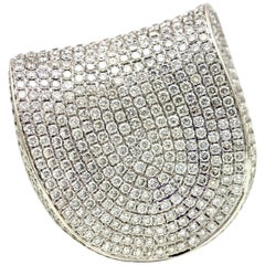13.20 Carat 18 Karat White Gold Pave Diamond Large Fashion Statement Ring