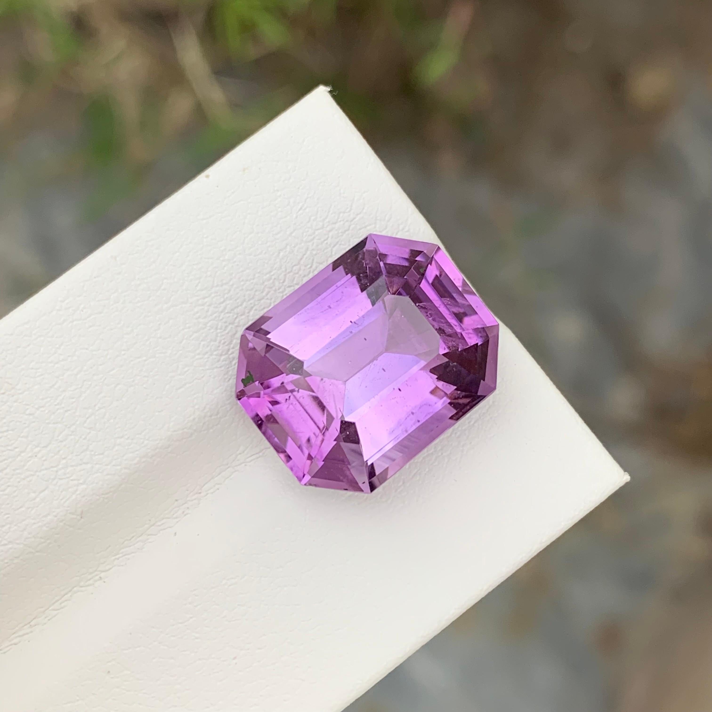 Loose Amethyst
Weight: 13.20 Carats
Dimension: 16.6 x 13.4 x 9.8 Mm
Colour: Purple
Origin: Brazil
Treatment: Non
Certificate: On Demand
Shape: Octagon 

Amethyst, a stunning variety of quartz known for its mesmerizing purple hue, has captivated