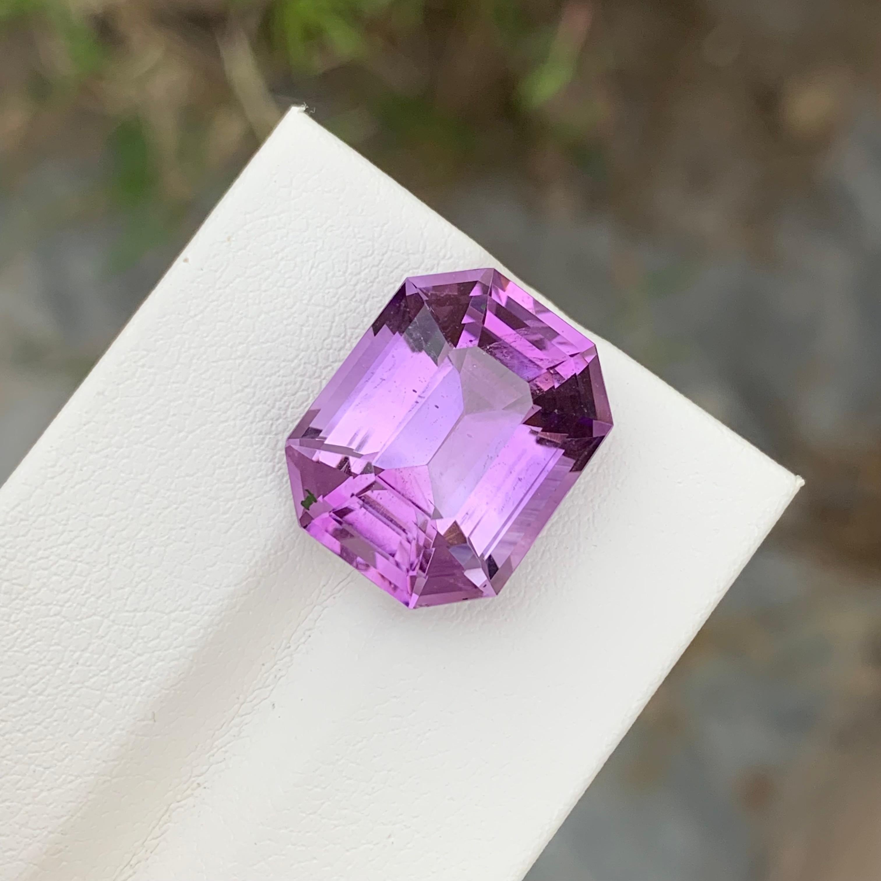Octagon Cut 13.20 Carat Natural Loose Amethyst February Birthstone Gem For Necklace For Sale