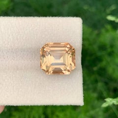 13.20 Carat Natural Loose Peach Topaz Stone Emerald Cut Pakistani Gemstone