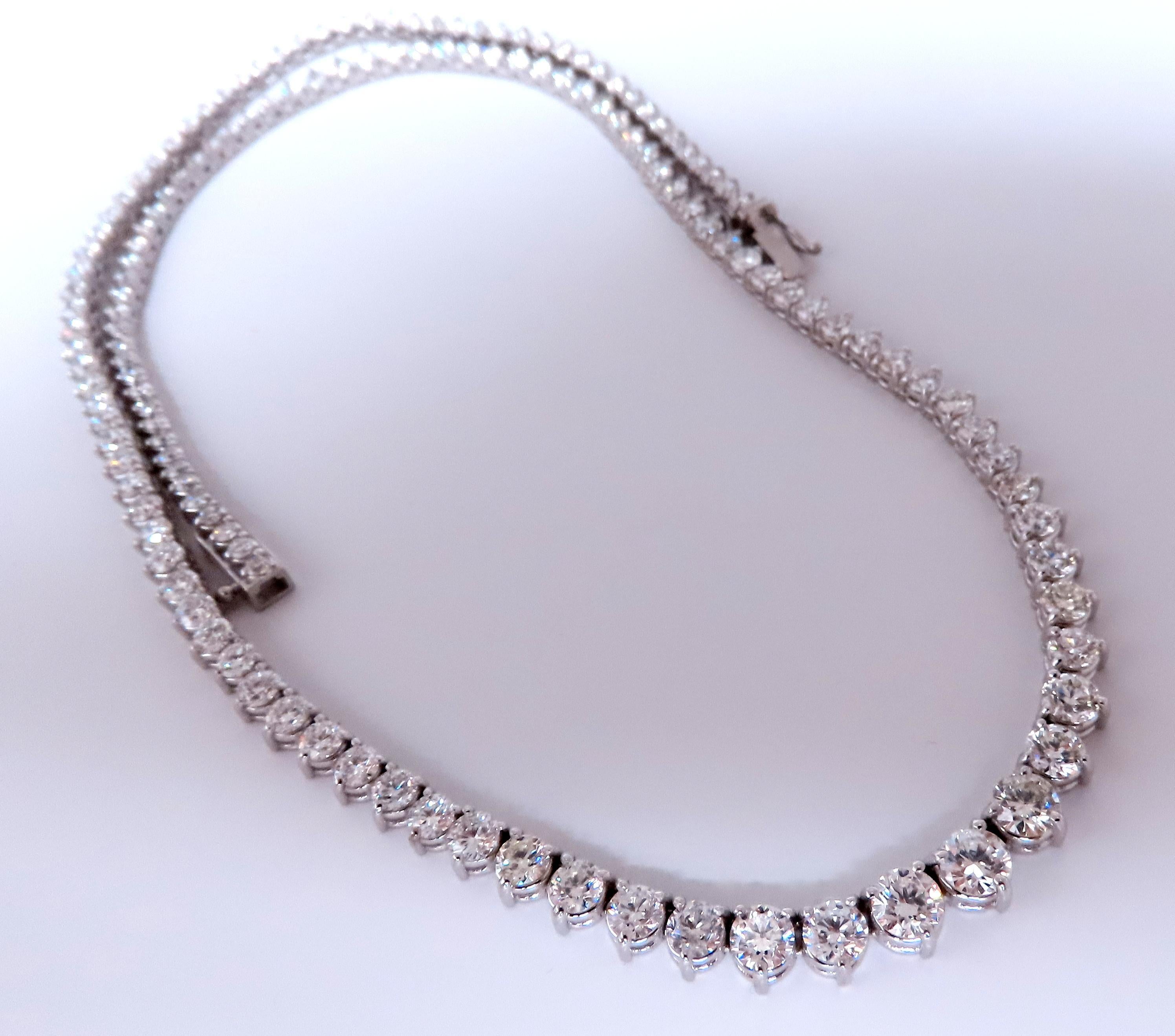 13.20ct Diamants Naturels Collier Tennis Riviera Or 14kt 12523 en vente 1