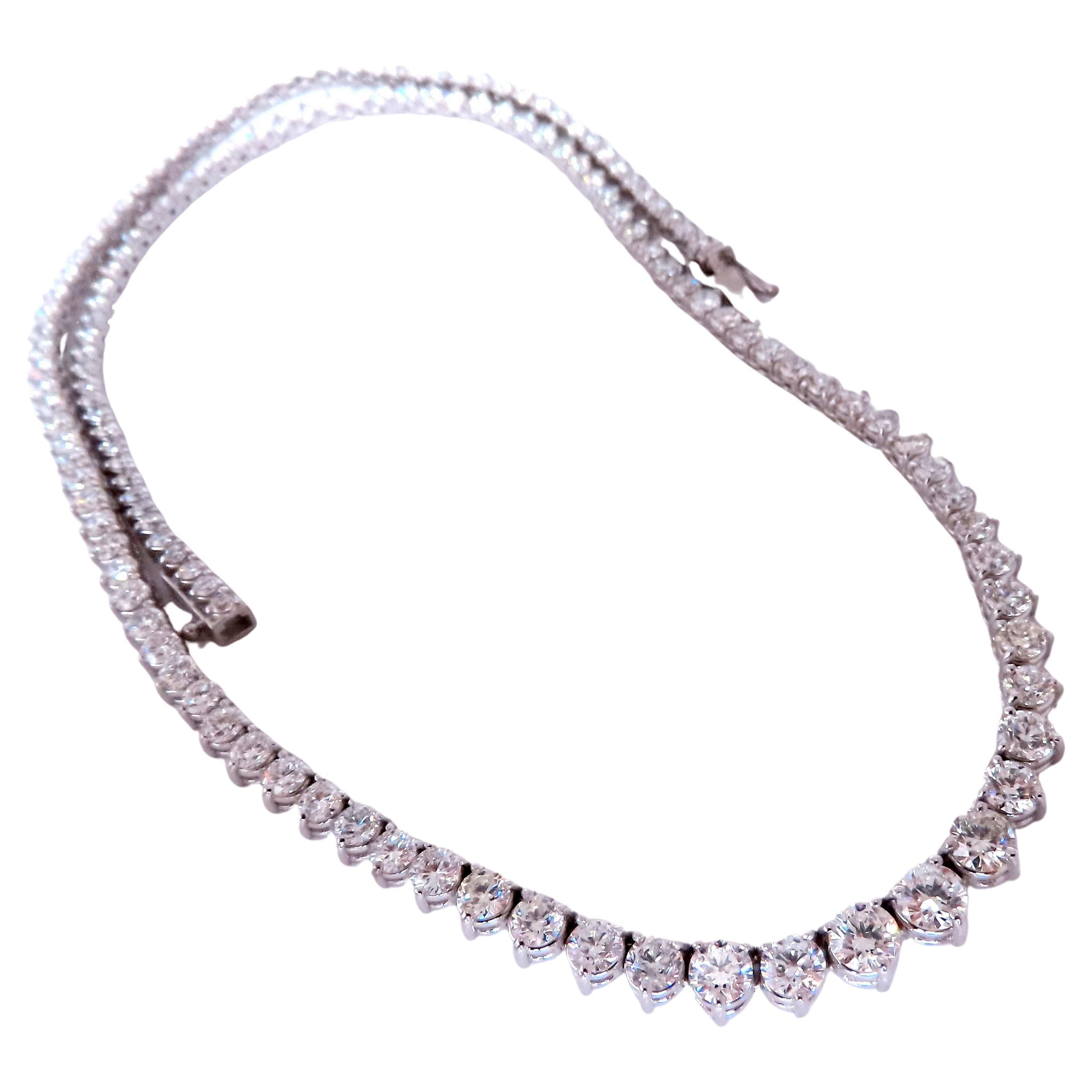 13.20ct Natural Diamonds Riviera Tennis Necklace 14kt Gold 12523