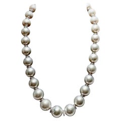 13.20mm to 15.70 mm South Sea Pearl and Diamond Necklace