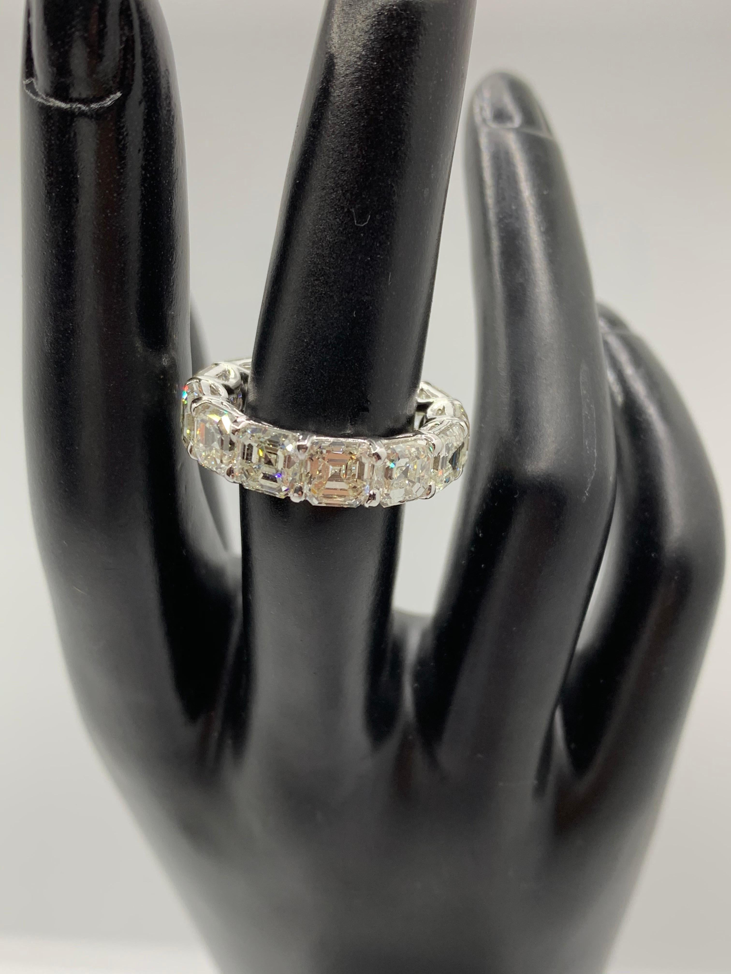 Contemporary 13.22 Carat Asscher Cut Diamond Eternity Ring Band For Sale
