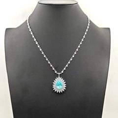 Collana con tormalina Paraíba blu verdastro neon vivido da 13,22 ct, oro 18 carati, certificata GIA