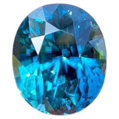 13.23 Ct Natural NEON BLUE Zircon gemstone, Oval cut, Mined Cambodia.