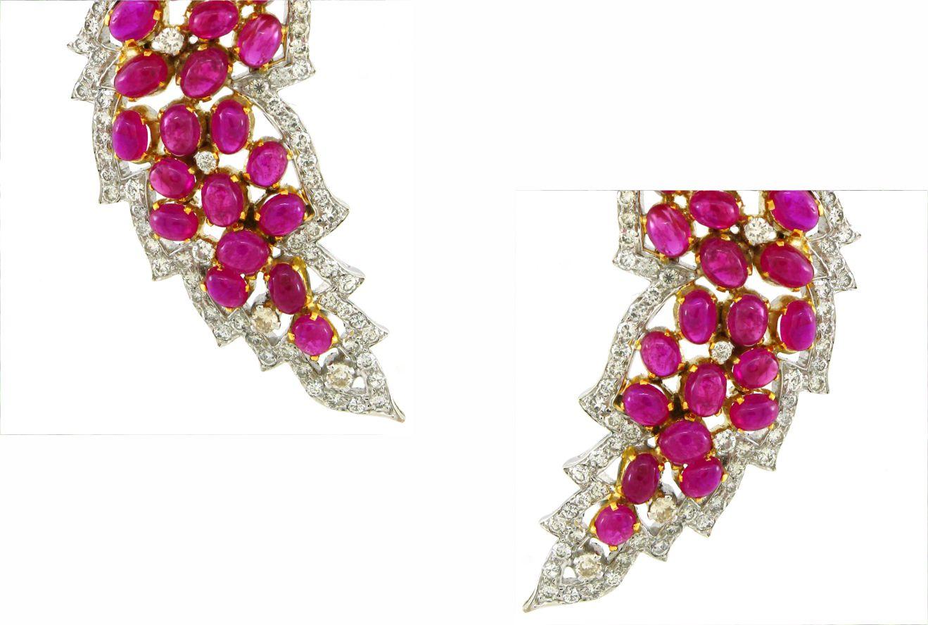 Cabochon 13,23 carati di orecchini di rubino in vendita
