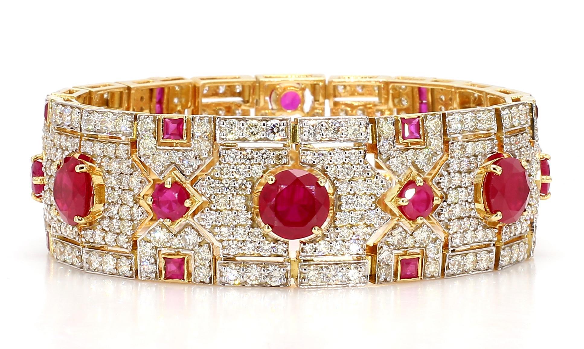 Le bracelet en rubis est un bijou exquis qui met en valeur la beauté et l'élégance intemporelles des rubis. Confectionné avec précision et finesse, ce bracelet dégage un charme luxueux, ce qui en fait l'accessoire idéal pour toute occasion ou