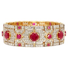 13.25 Carat Diamond 16.59 Carat Ruby Bracelet 18K White Gold