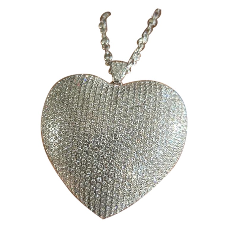 13.25 Carat Diamond Heart Shape Pendant Necklace
