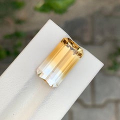13.25 Carat Natural Loose Bi Colour Citrine Emerald Shape Gem