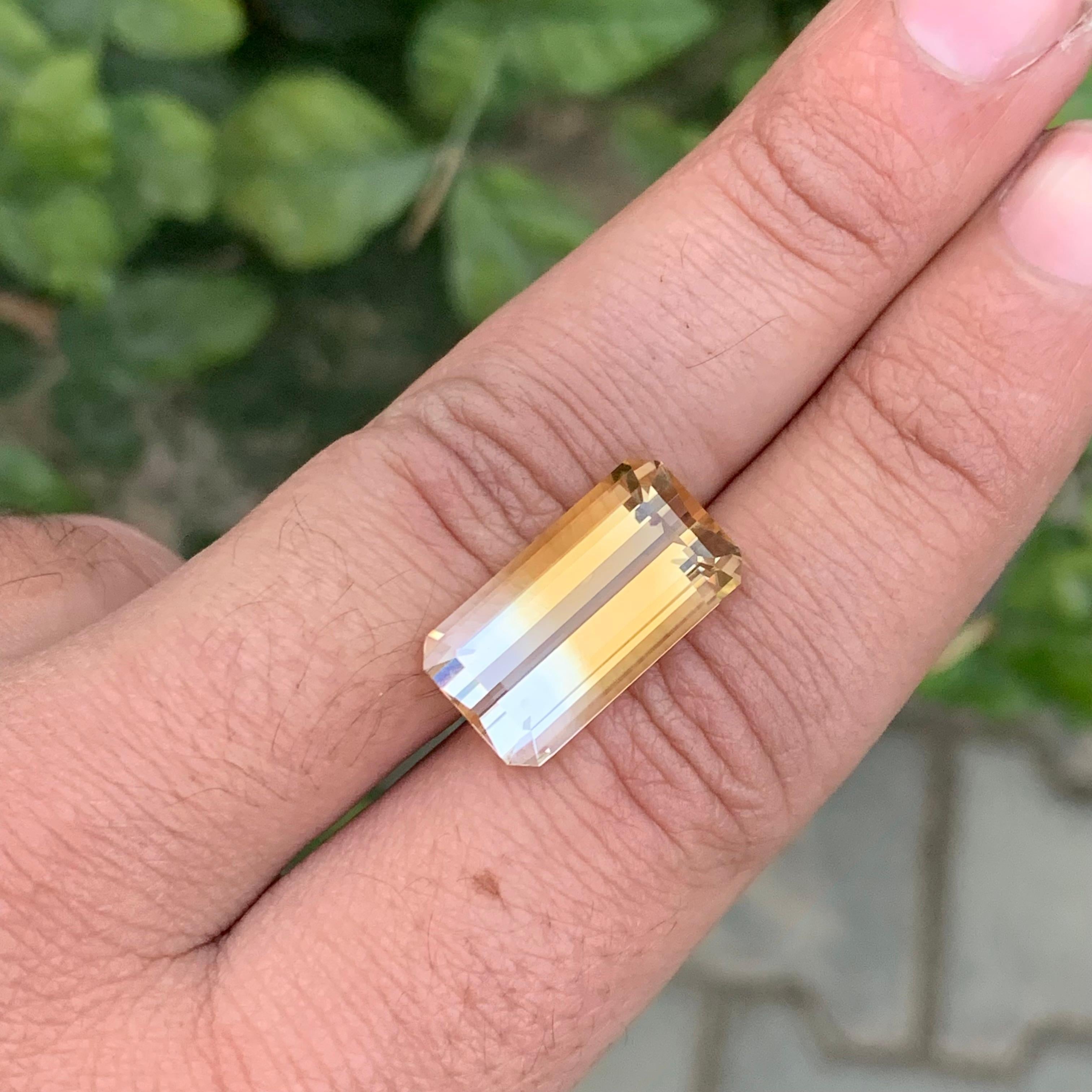 13,25 Karat Natürliche Lose Bi Farbe Citrin Smaragd Form Edelstein im Angebot 1