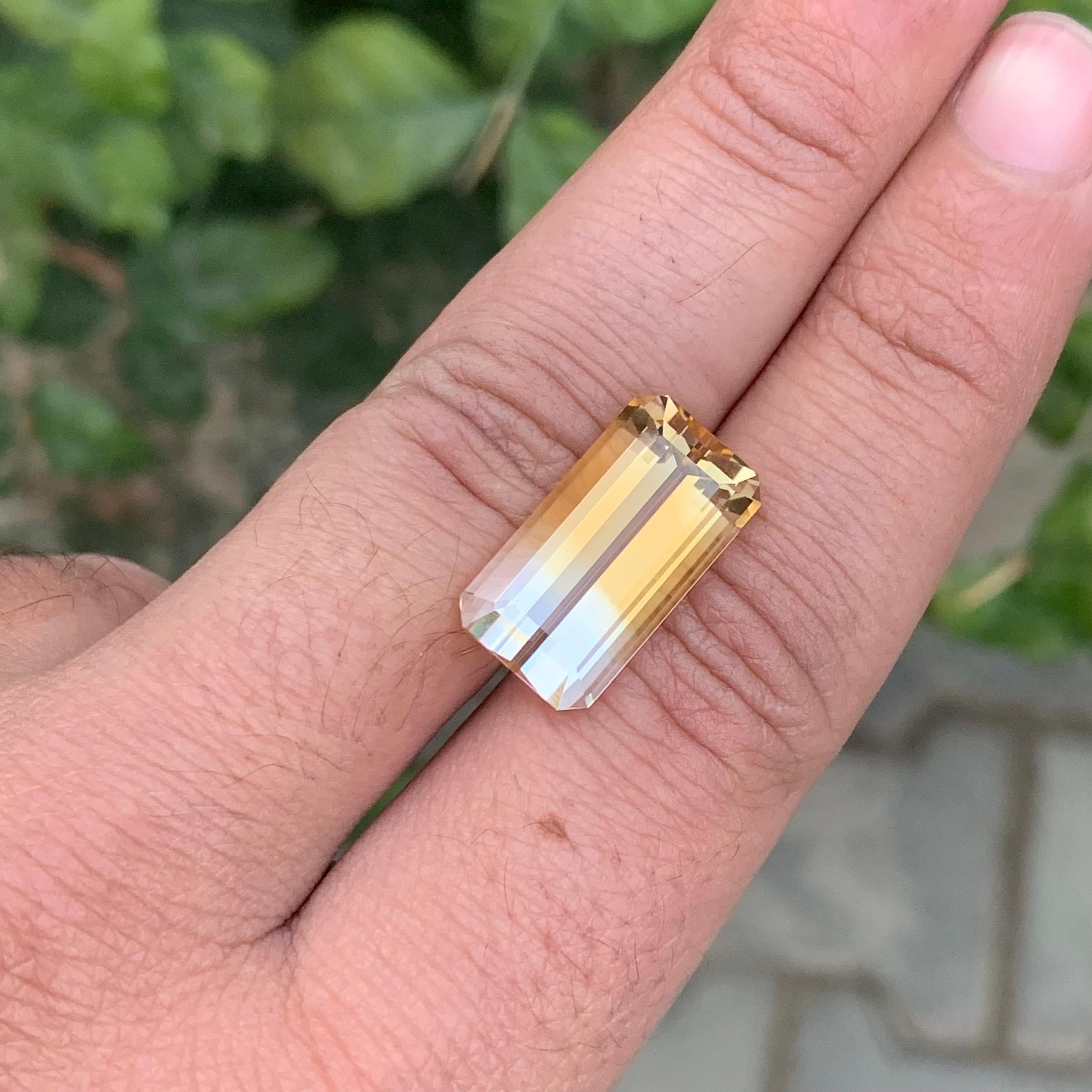 13,25 Karat Natürliche Lose Bi Farbe Citrin Smaragd Form Edelstein im Angebot 2