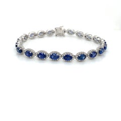 13.25 Carat Sapphire & Diamond Bracelet in 14 Karat White Gold