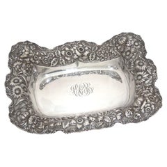 13.25 in - Sterling Silver Stieff Antique 1904-1909 Floral Repousse Serving Bowl