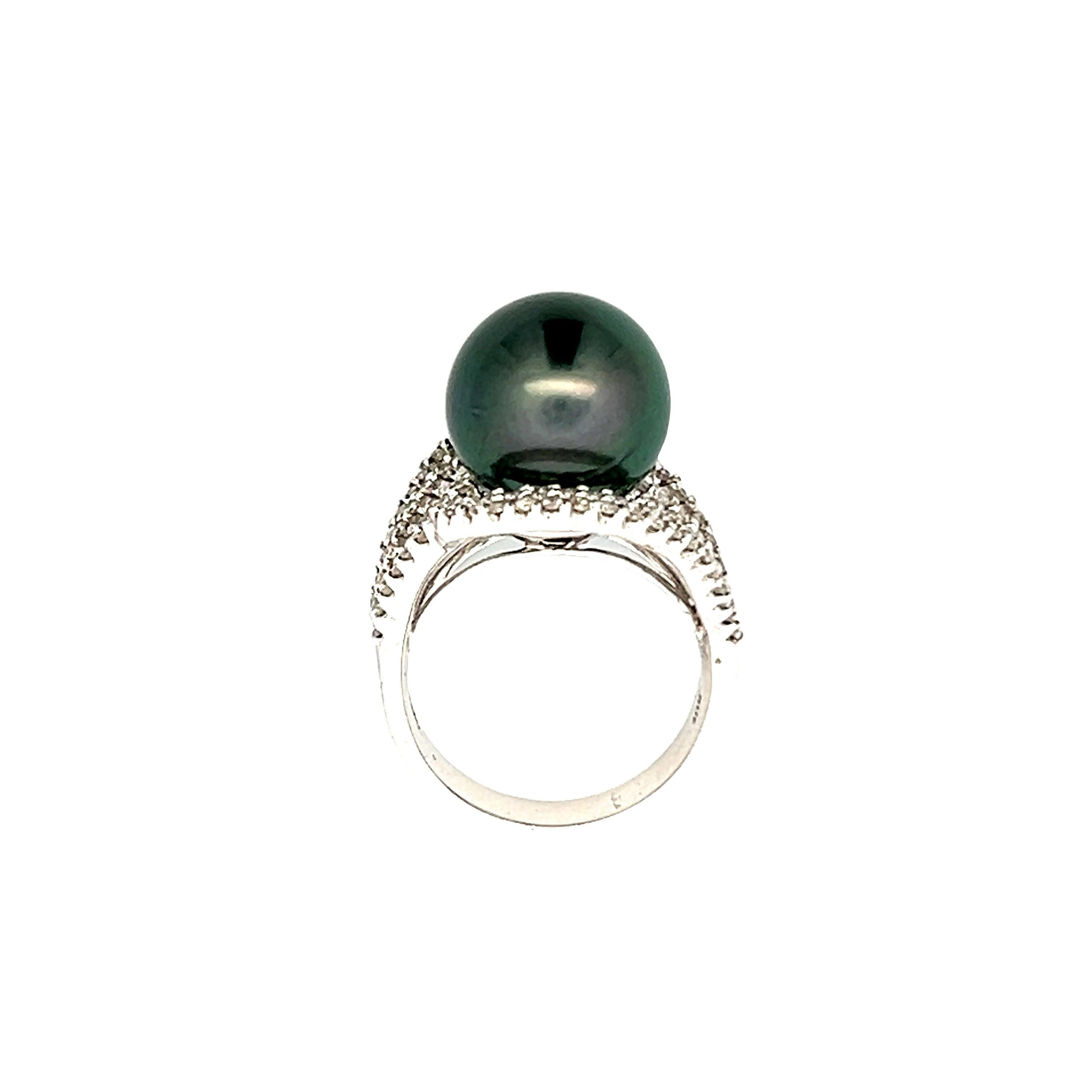 Contemporary 13.25MM Tahitian Pearl Cocktail Ring For Sale