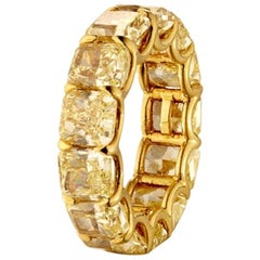 13.26 Carat Fancy Yellow Radiant Cut Diamond Eternity Band Ring