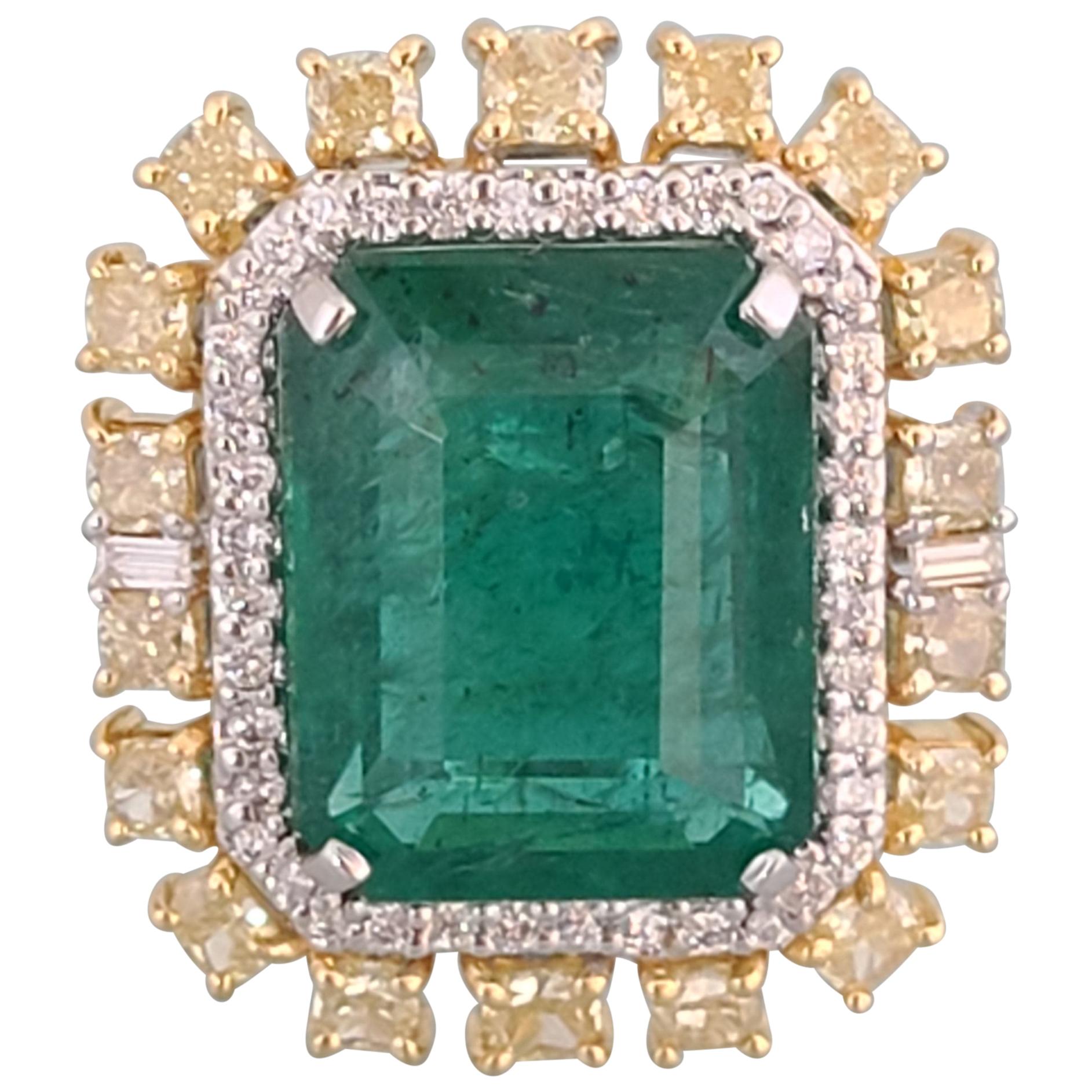 13.26 Carat Natural Emerald in 18 Karat Gold with Diamonds