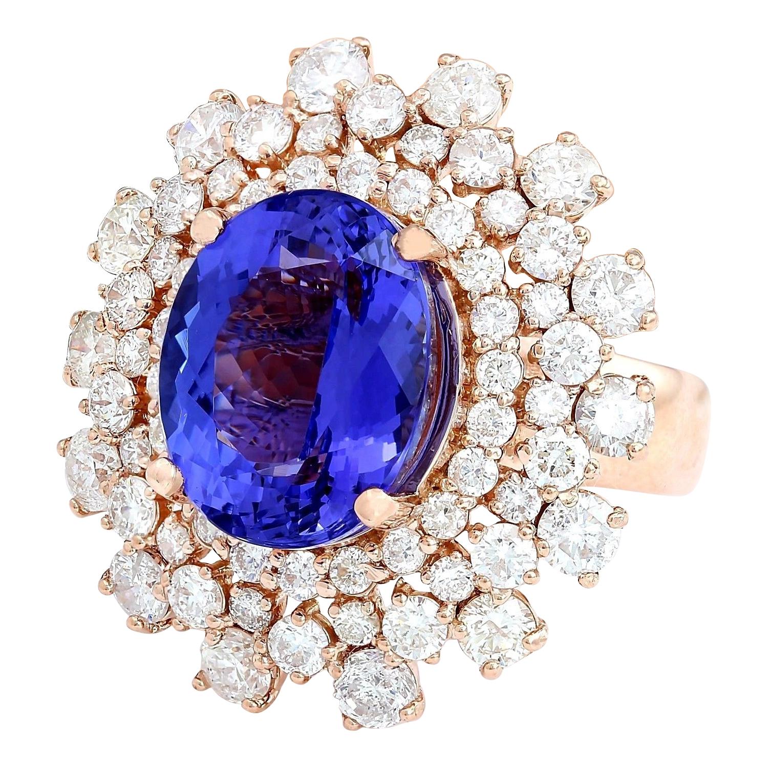 13.27 Carat Natural Tanzanite 14K Solid Rose Gold Diamond Ring
Item Type: Ring
Item Style: Cocktail
Material: 14K Rose Gold
Mainstone: Tanzanite
Stone Color: Blue
Stone Weight: 9.30 Carat
Stone Shape: Oval
Stone Quantity: 1
Stone Dimensions: